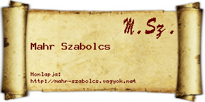 Mahr Szabolcs névjegykártya